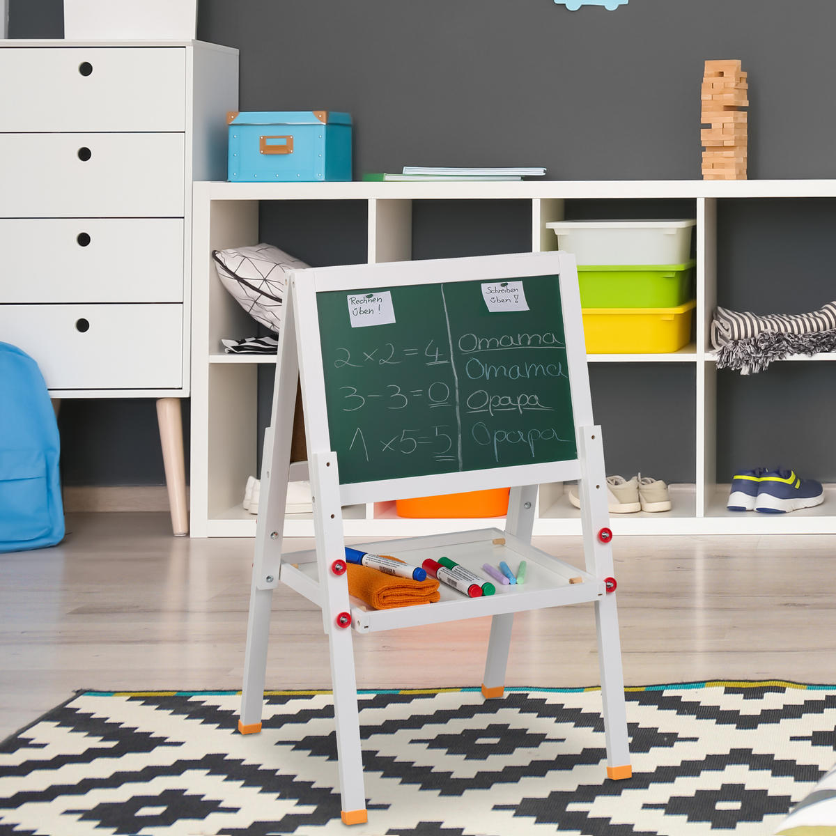 KINDERSTANDTAFEL - Weiß, Holz/Holzwerkstoff (39/77/44.5cm) - Relaxdays