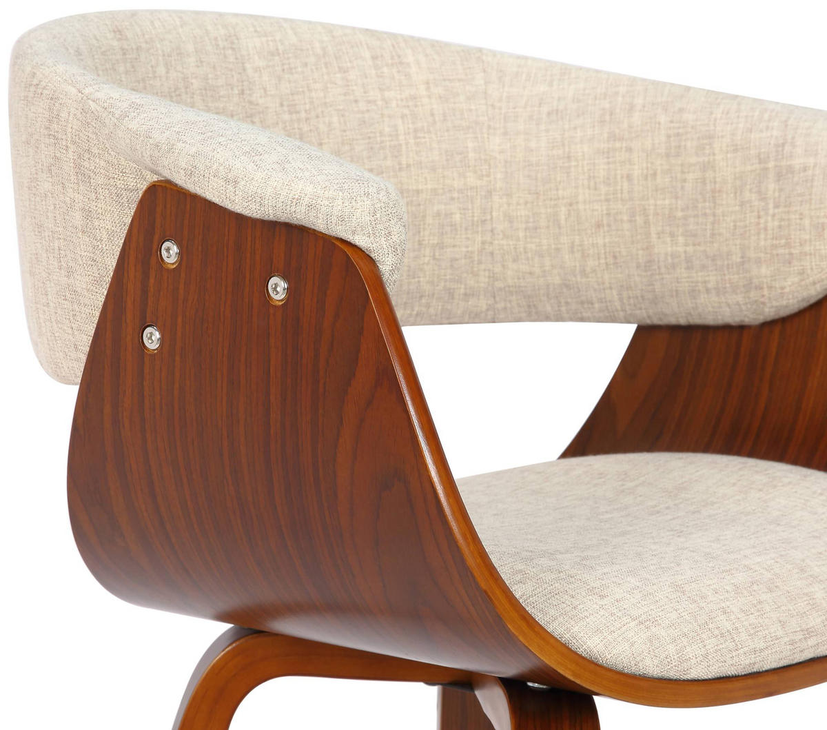 ARMLEHNENSTUHL 2er Set Stoff Walnuss/Creme - Walnussfarben/Creme, Holz/Textil (60/75/55cm) - CLP
