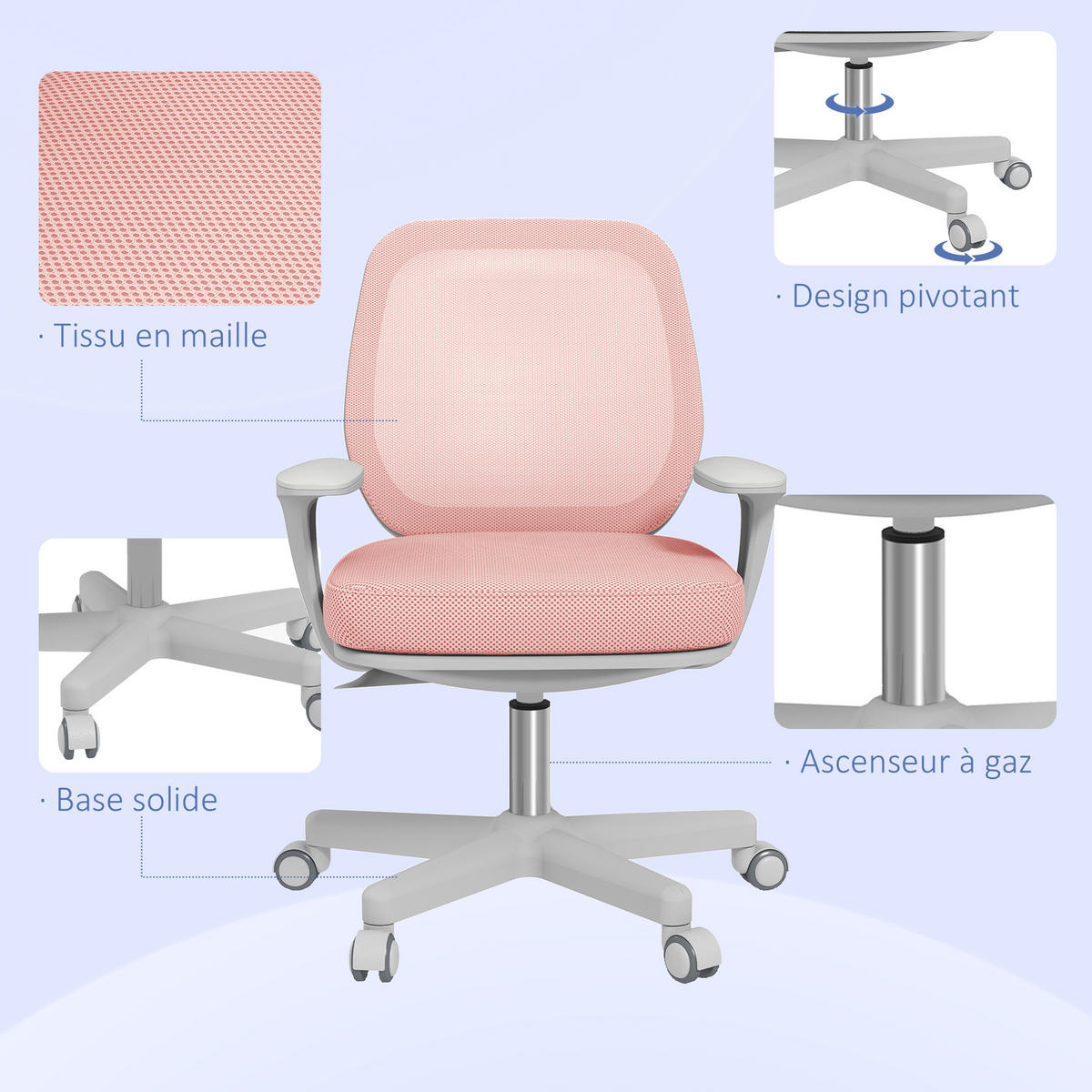 DREHSTUHL DE-11763 ergonomisch höhenverstellbar Rosa - Pink, Metall (48/94.5/55cm) - ComfortXL