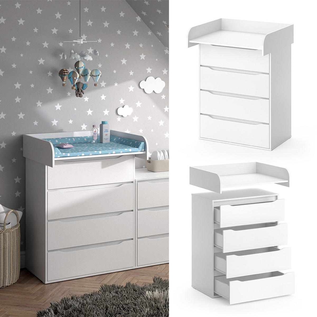 Weiß, Holzwerkstoff (83.6/117/69.7cm) - Vicco