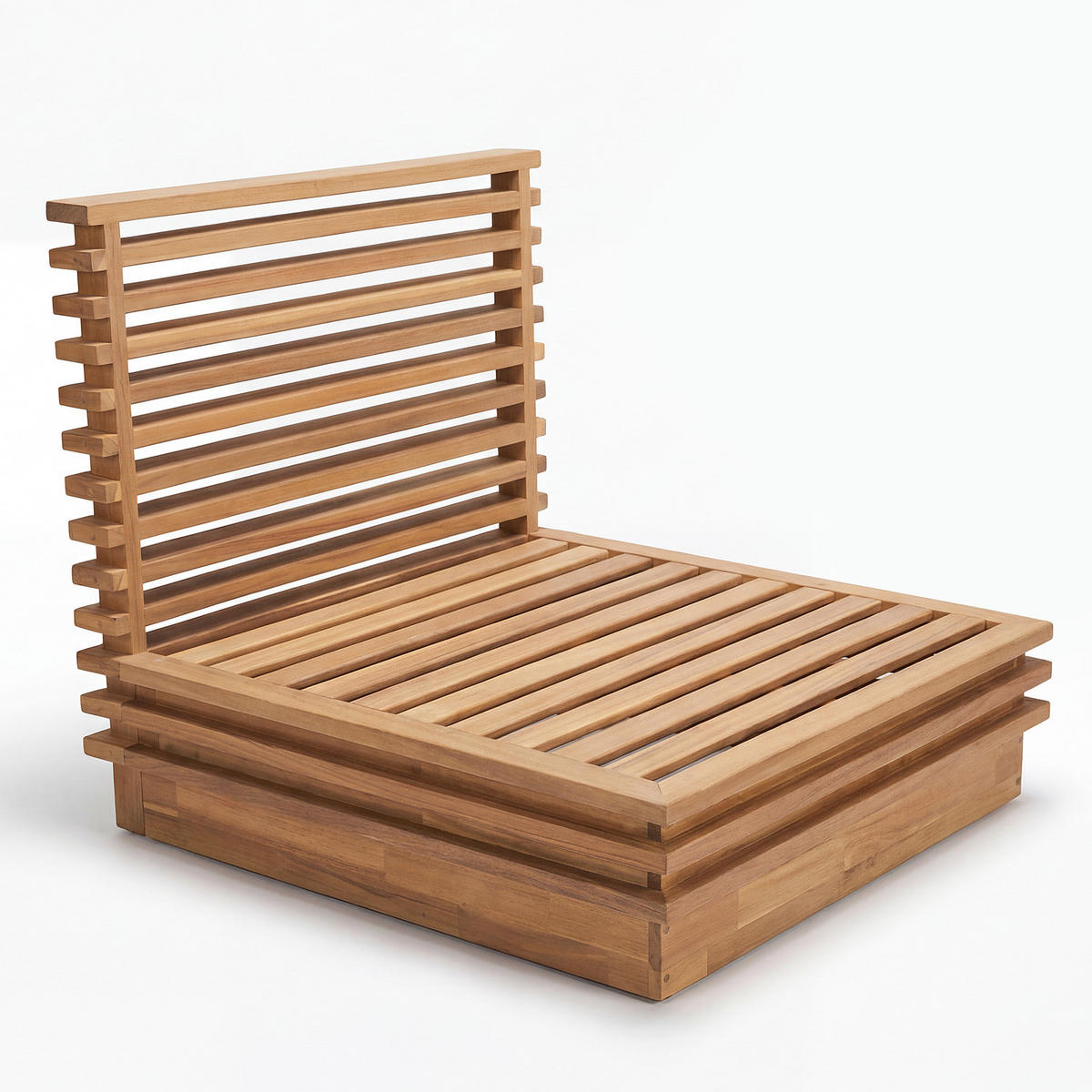 LOUNGESESSEL - Akazie massiv / Webstoff - Braun / Grau - Beige, Holz/Textil (75/64/75cm) - home24