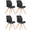 STUHL 4er Set Lederlook schwarz - Eukalyptusholzfarben/Schwarz, Holz/Textil (49/87.5/58cm) - CLP