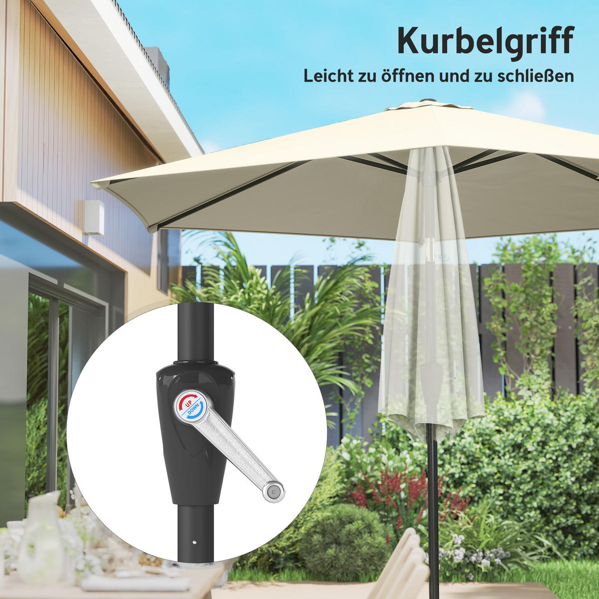 SONNENSCHIRM knickbar Cremeweiß 270/219 cm - Creme, Textil (270/270cm) - Outsunny