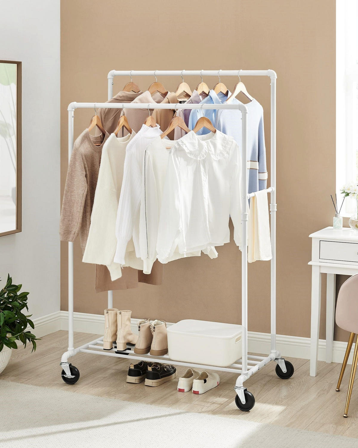 KLEIDERSTÄNDER BUJUMBURA - Weiß, Metall (59/162/100cm) - Hansiro