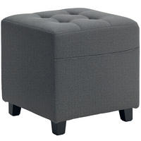 HOCKER DE-16456 mit Seitentasche und Knopfheftung Grau - Grau, Holzwerkstoff (35/35/35cm) - ComfortXL