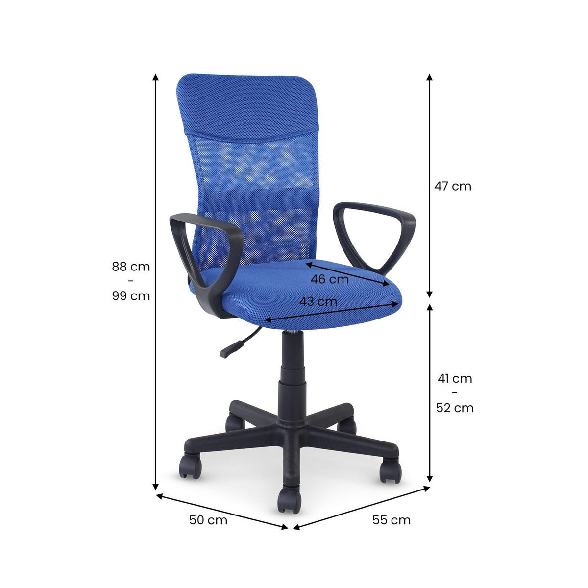 BÜRODREHSTUHL JOGO blau - Blau, Textil (55/99/50cm) - IDIMEX