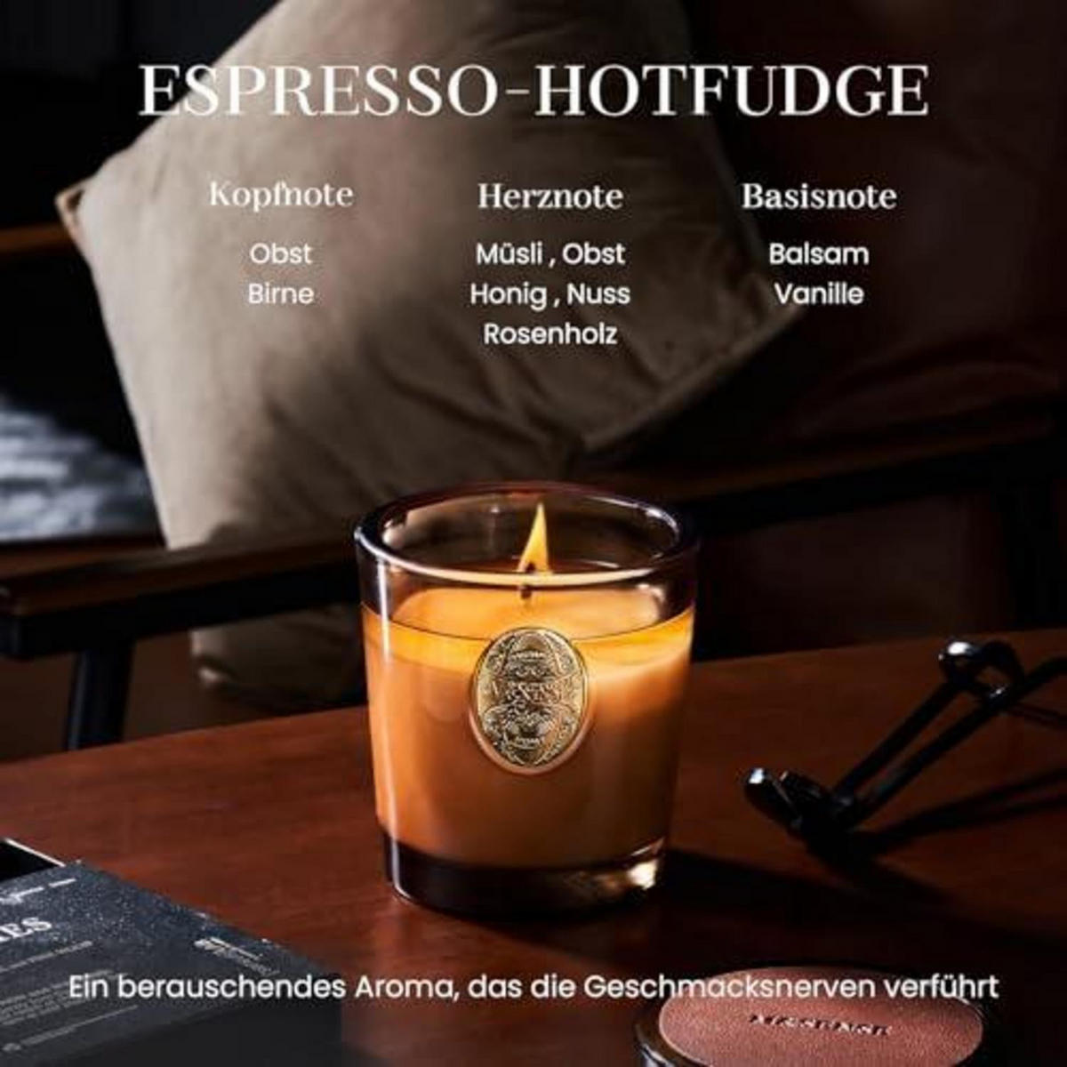 DUFTKERZE im Glas Espresso-Karamell 260g 55h Brenndauer - Braun, Glas (15.8cm)