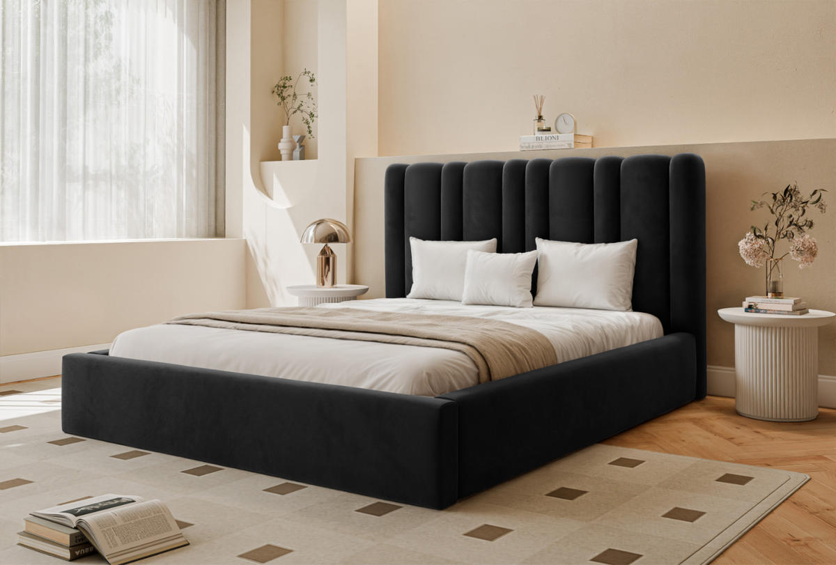 POLSTERBETT Vibo 180x200 cm, Schwarz - Schwarz, Textil (180/200cm) - Fedve