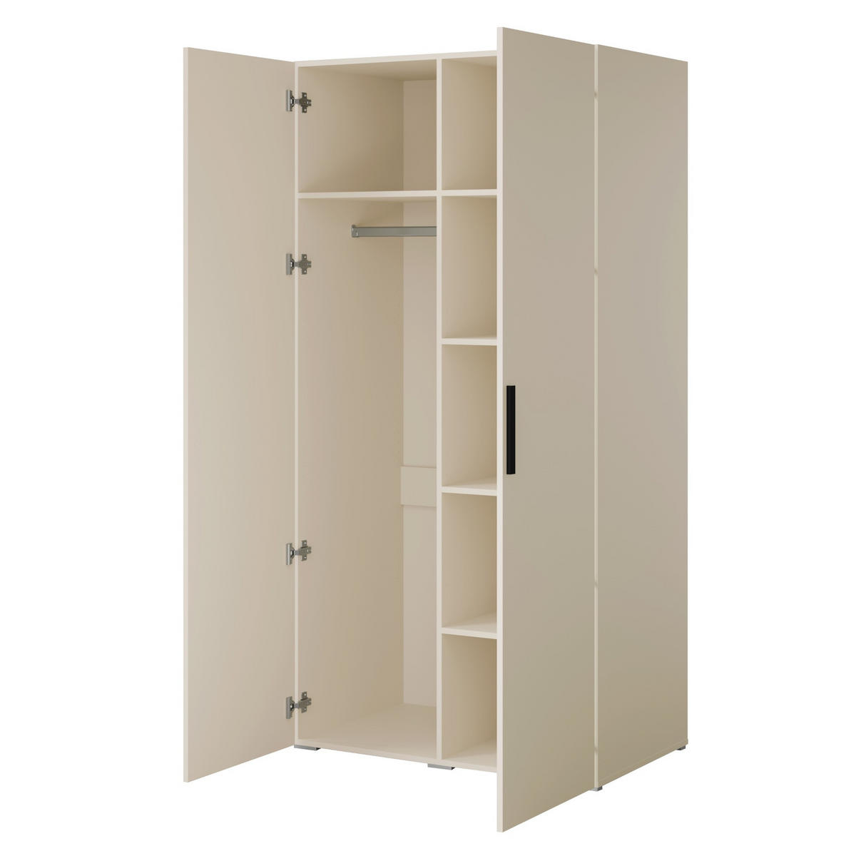 DREHTÜRENSCHRANK Napoli 2D 100 Kaschmir (schwarzer oder goldener Griff) - Kaschmir/Silberfarben, Holzwerkstoff/Kunststoff (100/35/60cm) - mzm24