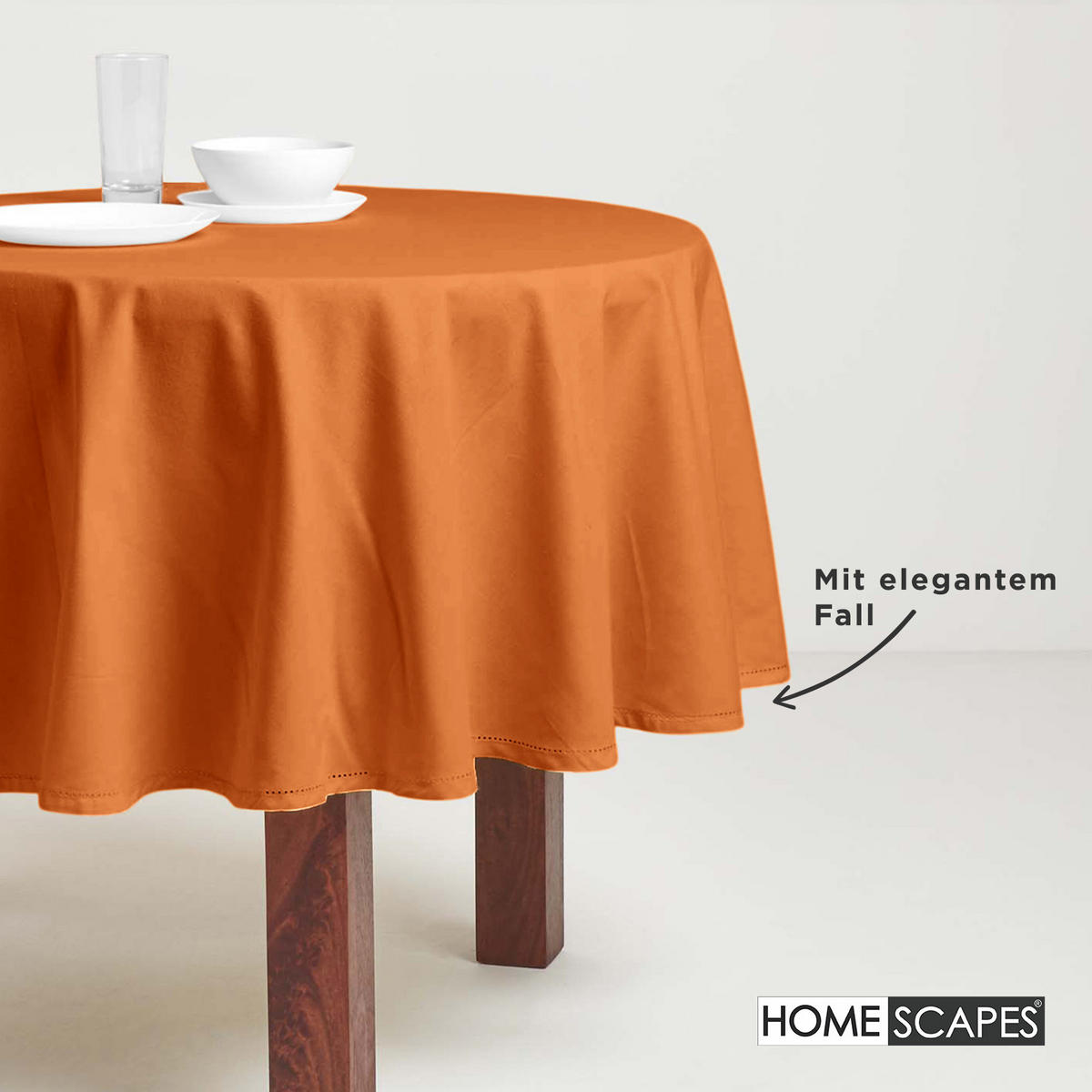 TISCHDECKE terrakotta rund 178 cm, 100% Baumwolle - Terracotta, Textil (178/178cm) - Homescapes