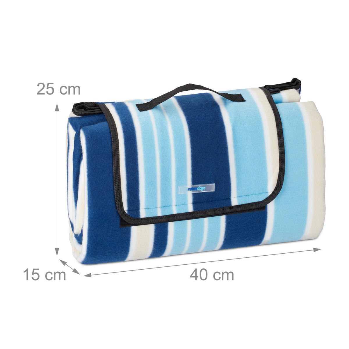 PICKNICKDECKE - Dunkelblau/Hellblau, Textil/Metall (200/200cm) - Relaxdays