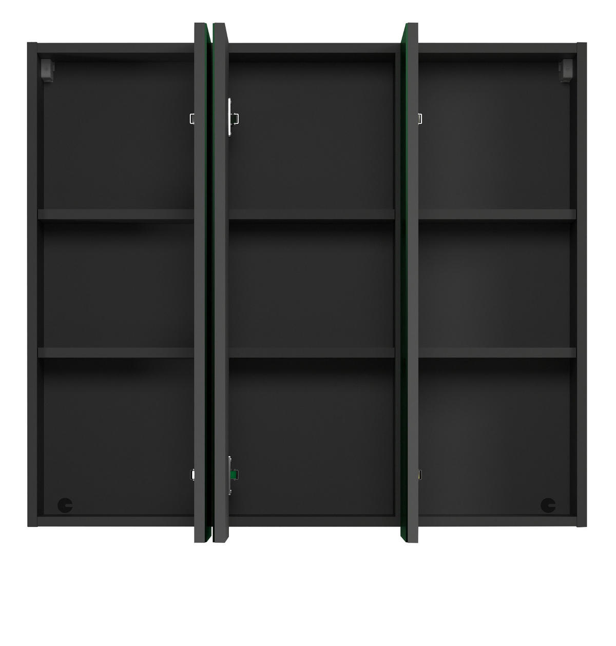 SPIEGELSCHRANK grau 90 cm, Badschrank 3-türig - Klar/Anthrazit, Glas/Holzwerkstoff (90/80/20cm) - Top.Furn