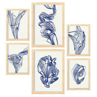 POSTER Set Mit 6 Verlockend Schrägen In Form Abstracts Ästhetische Dekorative Gemälde Für Ihr Wohnzimmer Zuhause A3 & A4 Rahmen Aus Hellem Holz - Beige, Papier (29/3cm) - Nacnic