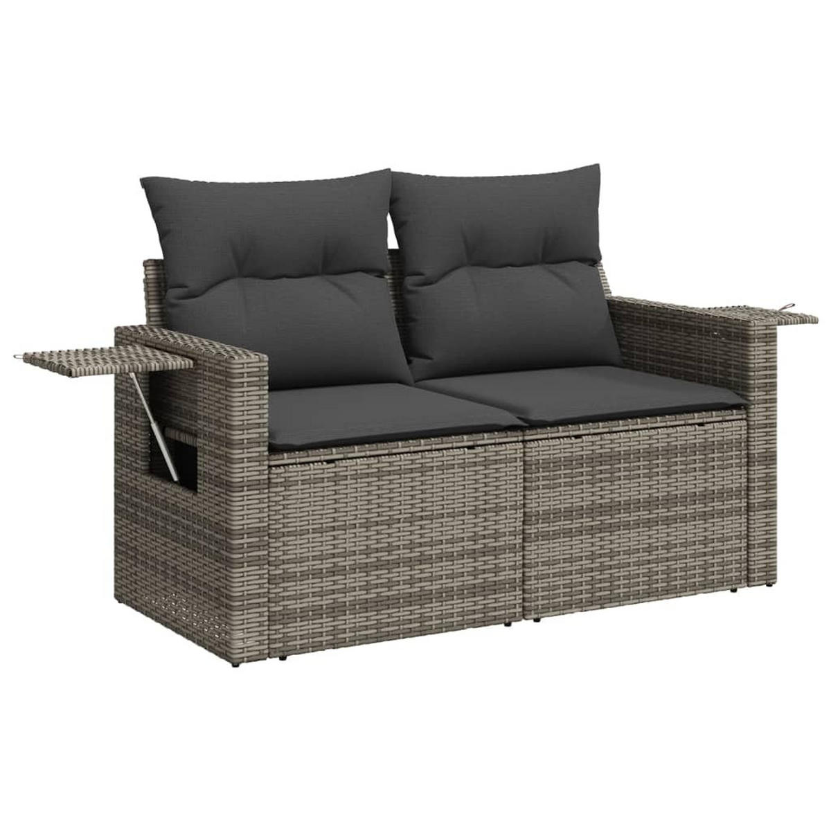 GARTEN-SOFAGARNITUR 6-TLG. Mit Kissen Grau Poly Rattan - Grau, Kunststoff - vidaXL
