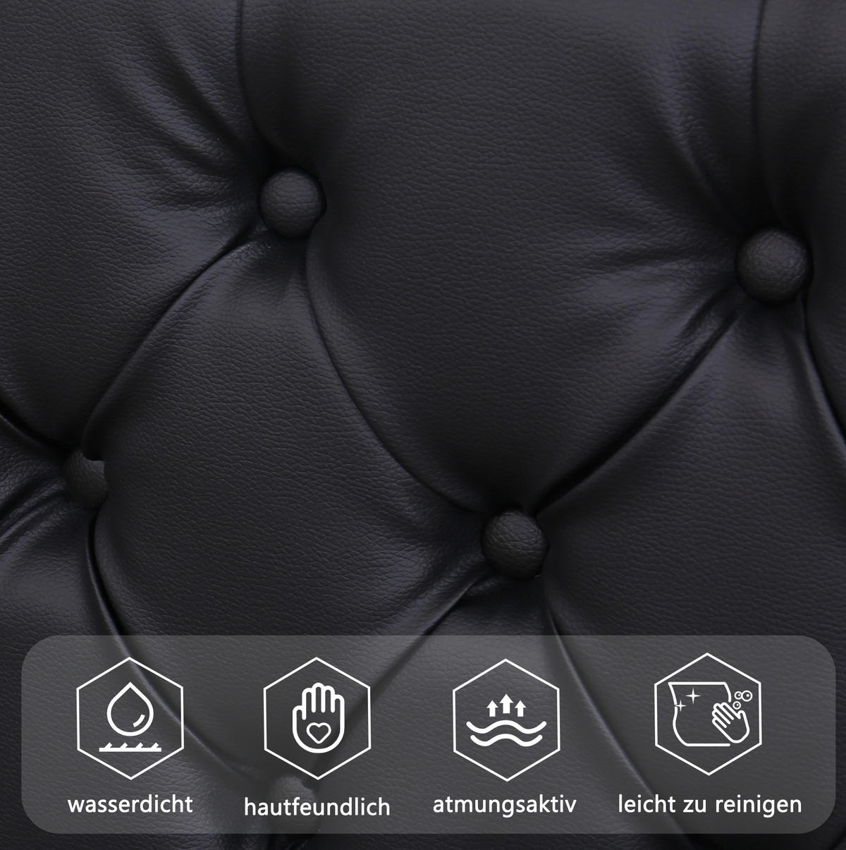 POLSTERBETT 140/200 cm schwarz aus PU mit Bettkasten und LED-Beleuchtung - Schwarz, Kunststoff (140/200cm) - OKMYHOME