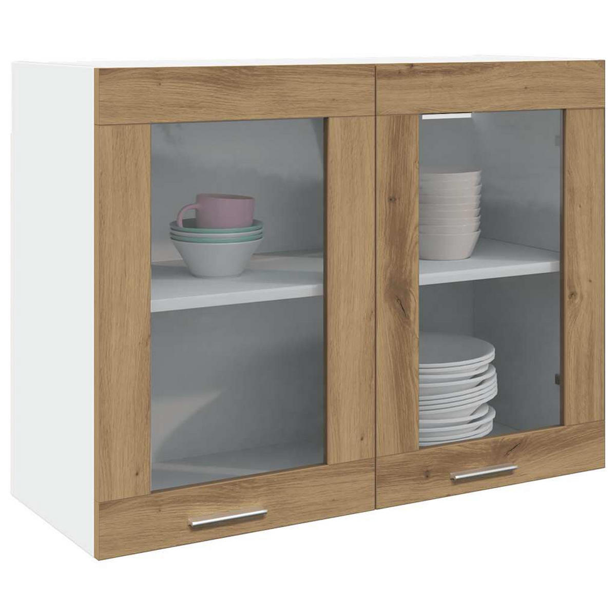 HÄNGEGLASSCHRANK Lyon Artisan-Eiche 80/31/60 Cm Holzwerkstoff - Braun, Holzwerkstoff (80/60/31cm) - vidaXL