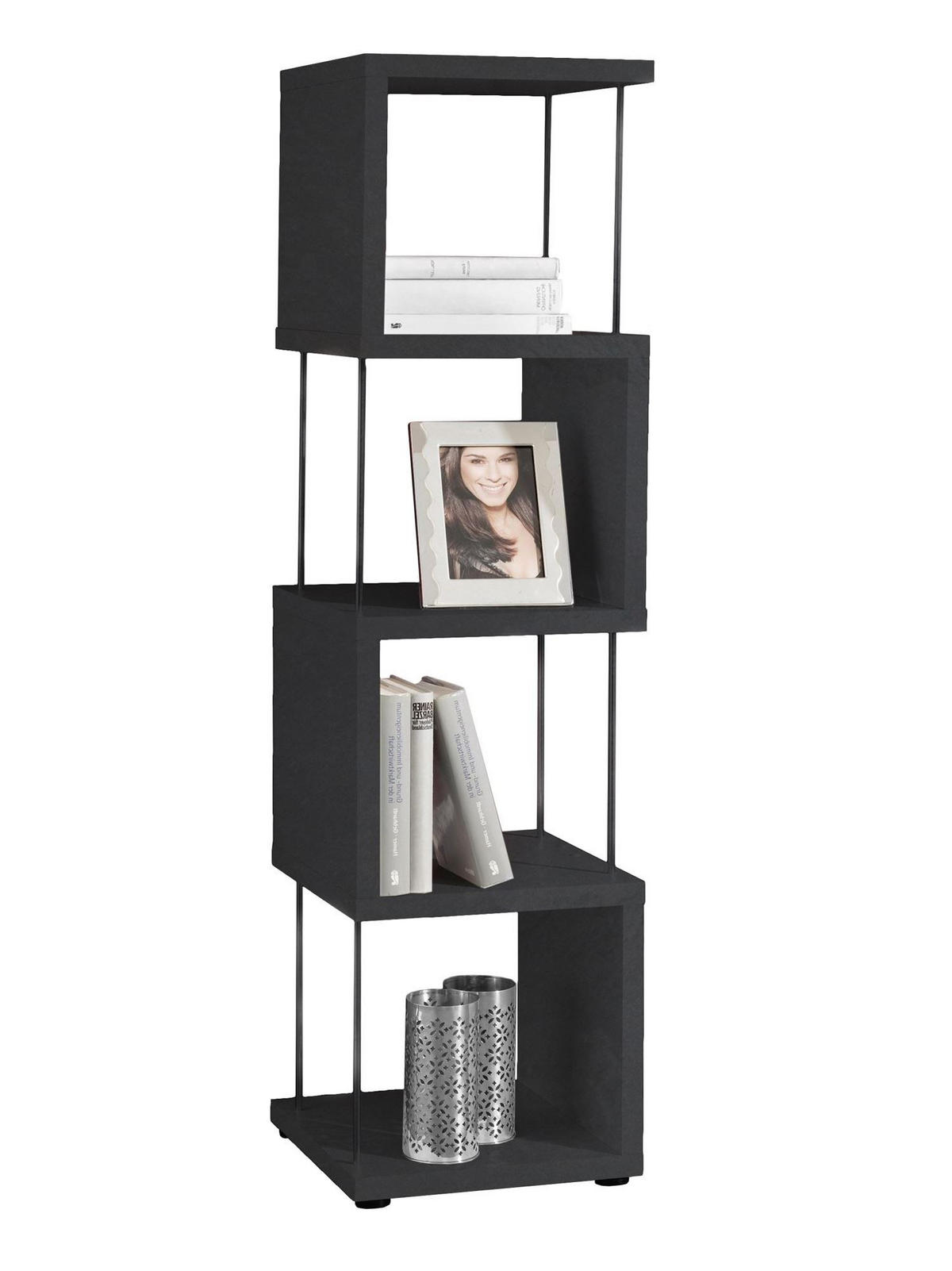 REGAL Elga 33x33x126 aus Holzwerkstoff in der Farbe schwarzstahl - Schwarz, Kunststoff (33/126/33cm) - 58aufmkessel