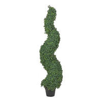 KUNSTPFLANZE im Blumentopf 120 cm Grün/Schwarz Boxwood Spiral Tree - Schwarz/Grün, Kunststoff (120cm) - Beliani