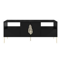 LOWBOARD Merlin, Schwarz, Goldene Details - Goldfarben/Schwarz, Holzwerkstoff/Metall (138/60/40cm) - Skandica