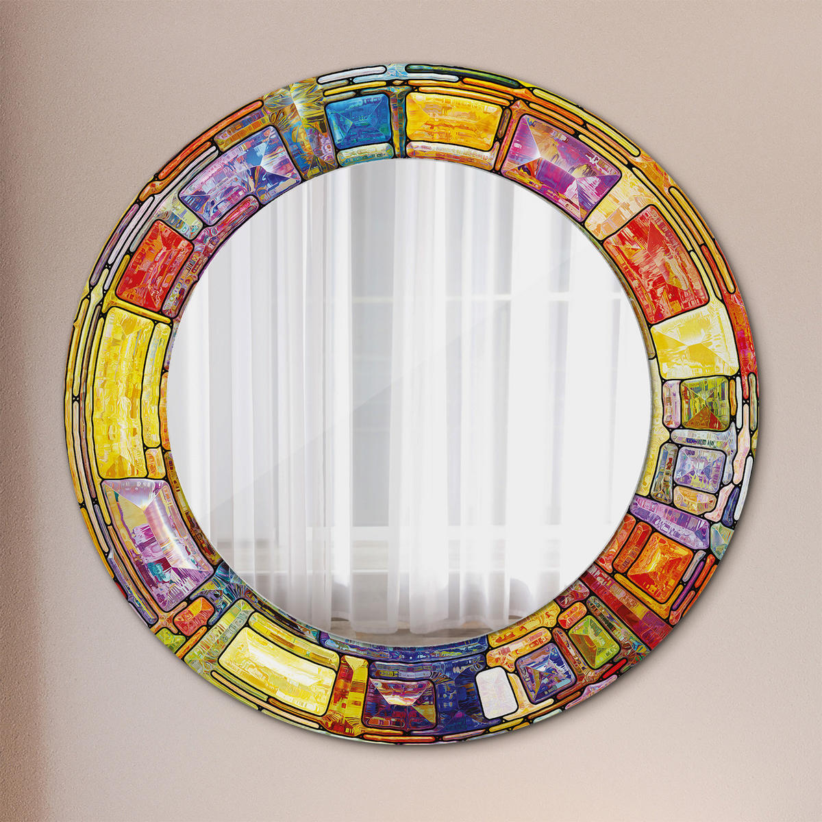 SPIEGEL Ø50 cm Rund mit Aufdruck - Multicolor, Glas (50/50/0.4cm) - TULUP