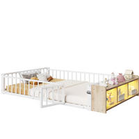KINDERBETT 140/200 cm, Weiß mit Schutzgeländer und Stauraum - Weiß, Metall (140/200cm) - MIVRAY