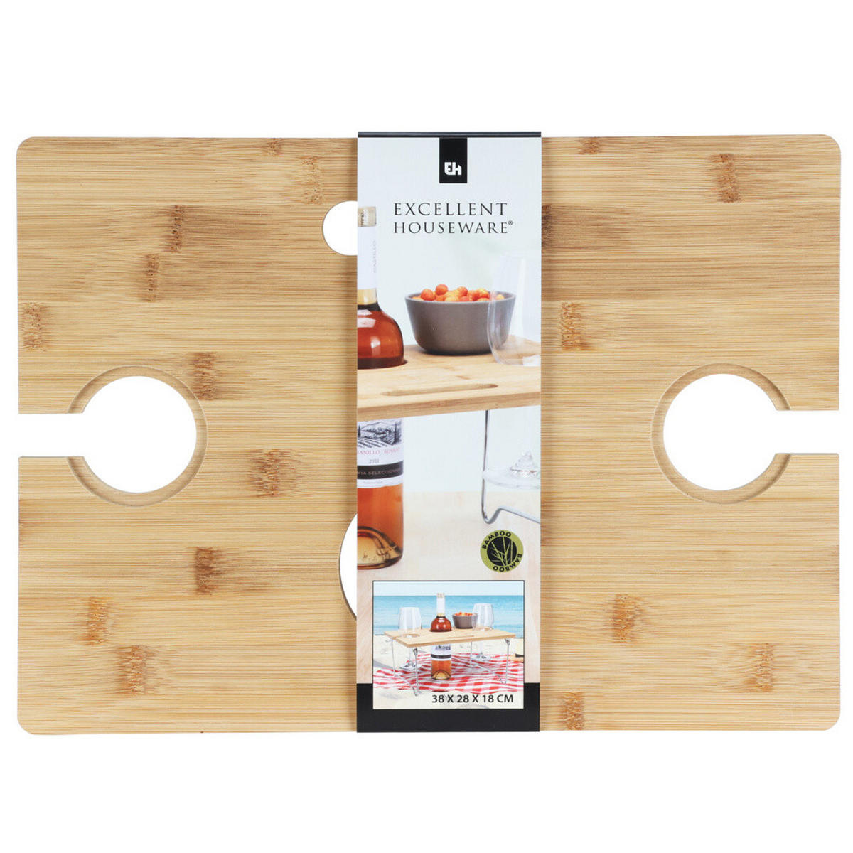 TISCHTABLETT aus Bambus Braun 38/28/18 cm - Braun, Naturmaterialen (28/18/38cm) - La Cucina