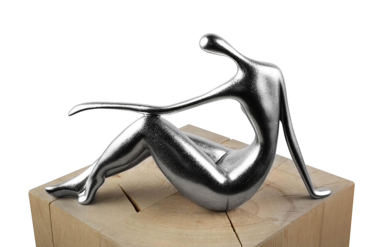 SKULPTUR Silber 36/22 cm - Silberfarben, Stein (0.92/22/10cm) - KUNSTLOFT