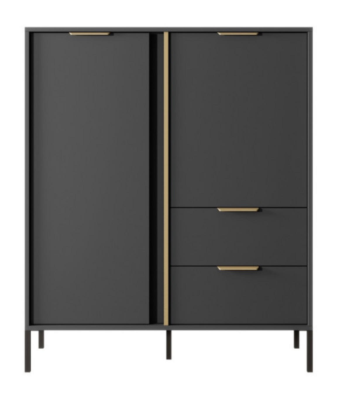 KOMMODE Anthrazit LARYSA Hoch - Graphitfarben, Holzwerkstoff (103.3/123.4/39.5cm) - Sepro Meble