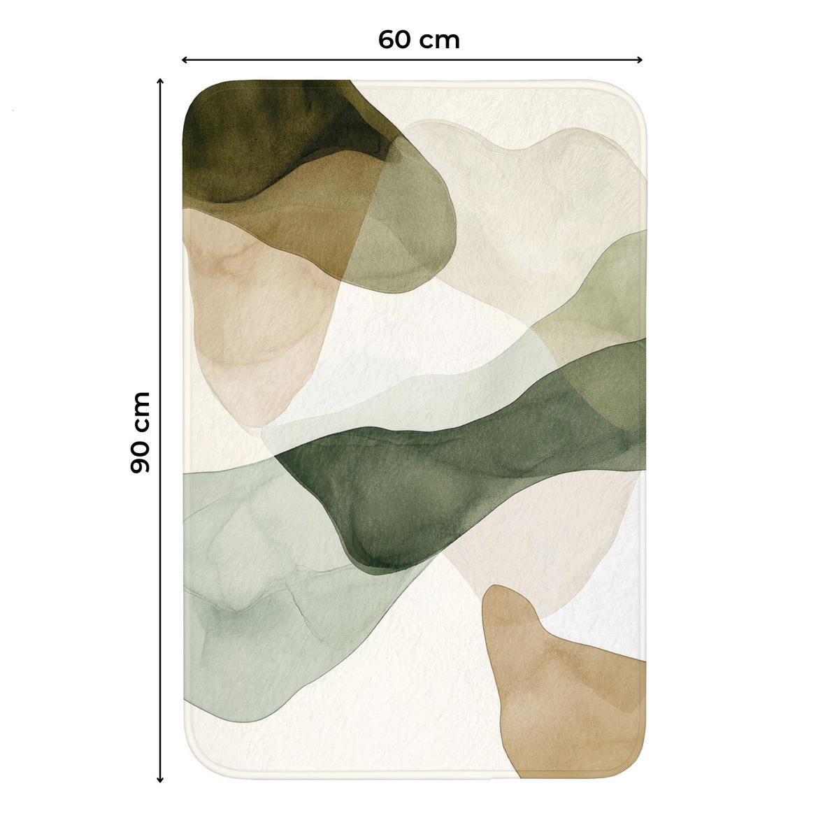 WC-VORLEGER Japandi - Abstrakt - Grün Toilettenvorleger 60x90 cm - Grün, Kunststoff/Textil (60/1cm) - OnlyWow
