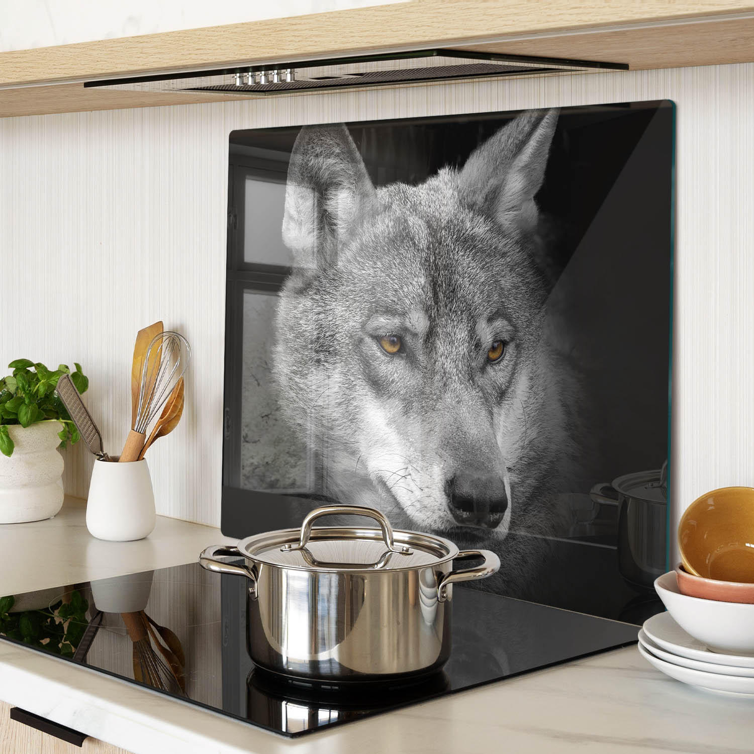GLASPLATTE 60x52 cm Wolf - Grau, Glas (60/52cm) - TULUP