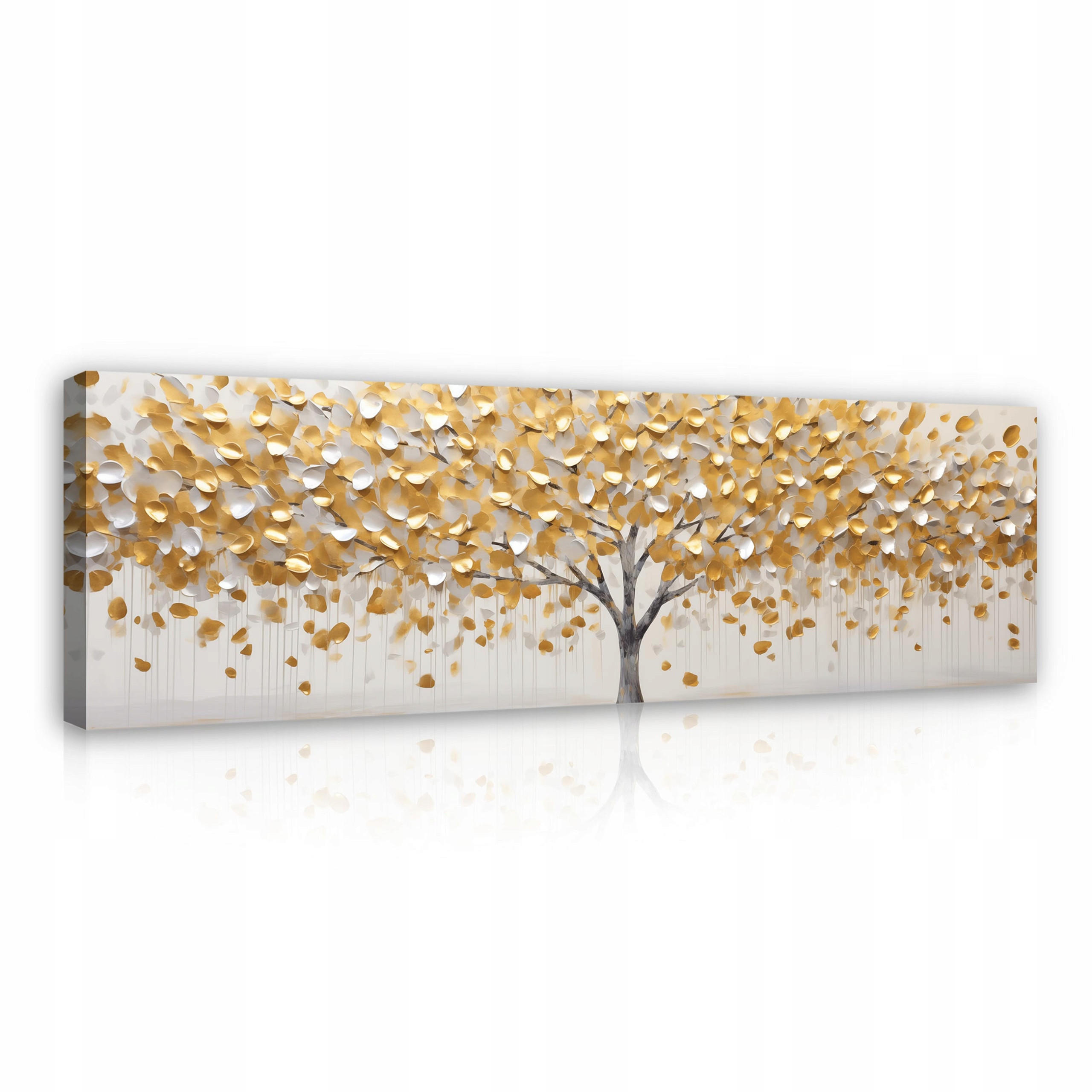 BILDER Abstrakt Baum Gold Modern Wohnzimmer 145x45 - Multicolor, Holzwerkstoff (145/45cm) - Wallarena