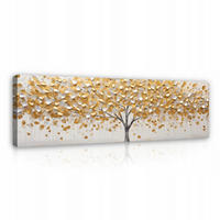 BILDER Abstrakt Baum Gold Modern Wohnzimmer 145x45 - Multicolor, Holzwerkstoff (145/45cm) - Wallarena