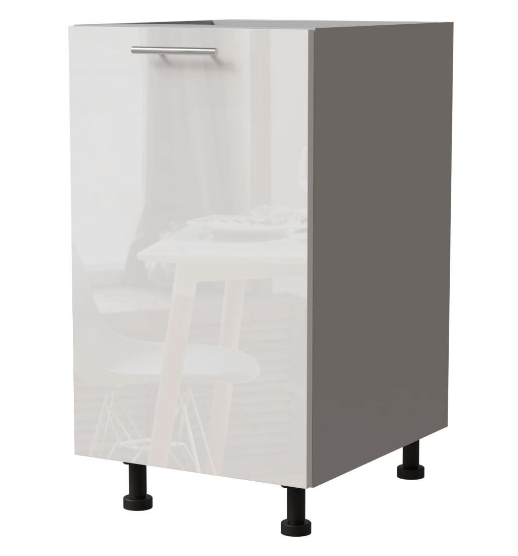 KÜCHENUNTERSCHRANK Essen D1D/45 Weiß Hochglanz / Grau Matt 45 / 50 / 82cm - Weiß Hochglanz/Grau, Holz/Holzwerkstoff (45/82/50cm) - Feldmann-Wohnen