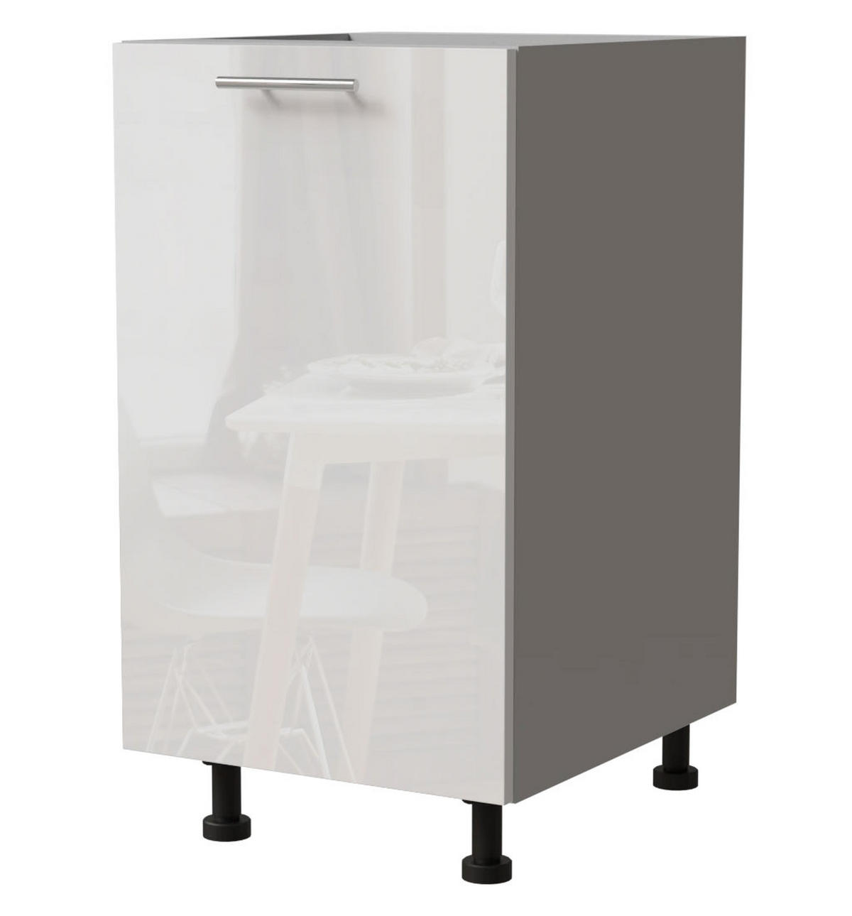 KÜCHENUNTERSCHRANK Essen D1D/45 Weiß Hochglanz / Grau Matt 45 / 50 / 82cm - Weiß Hochglanz/Grau, Holz/Holzwerkstoff (45/82/50cm) - Feldmann-Wohnen