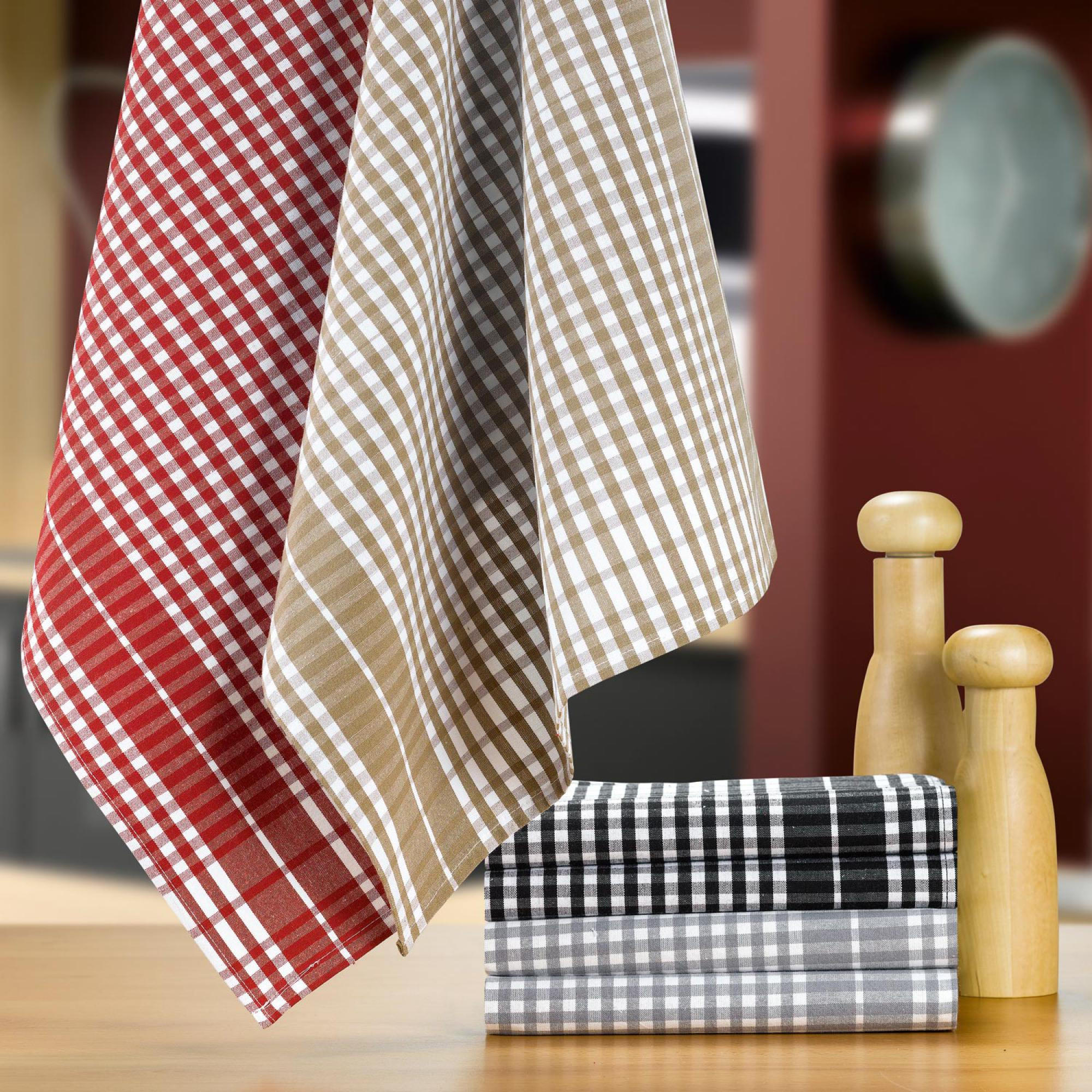 GESCHIRRTUCH Petits Carreaux taupe 50 x 70 cm - Beige, Textil (70/50cm) - Winkler