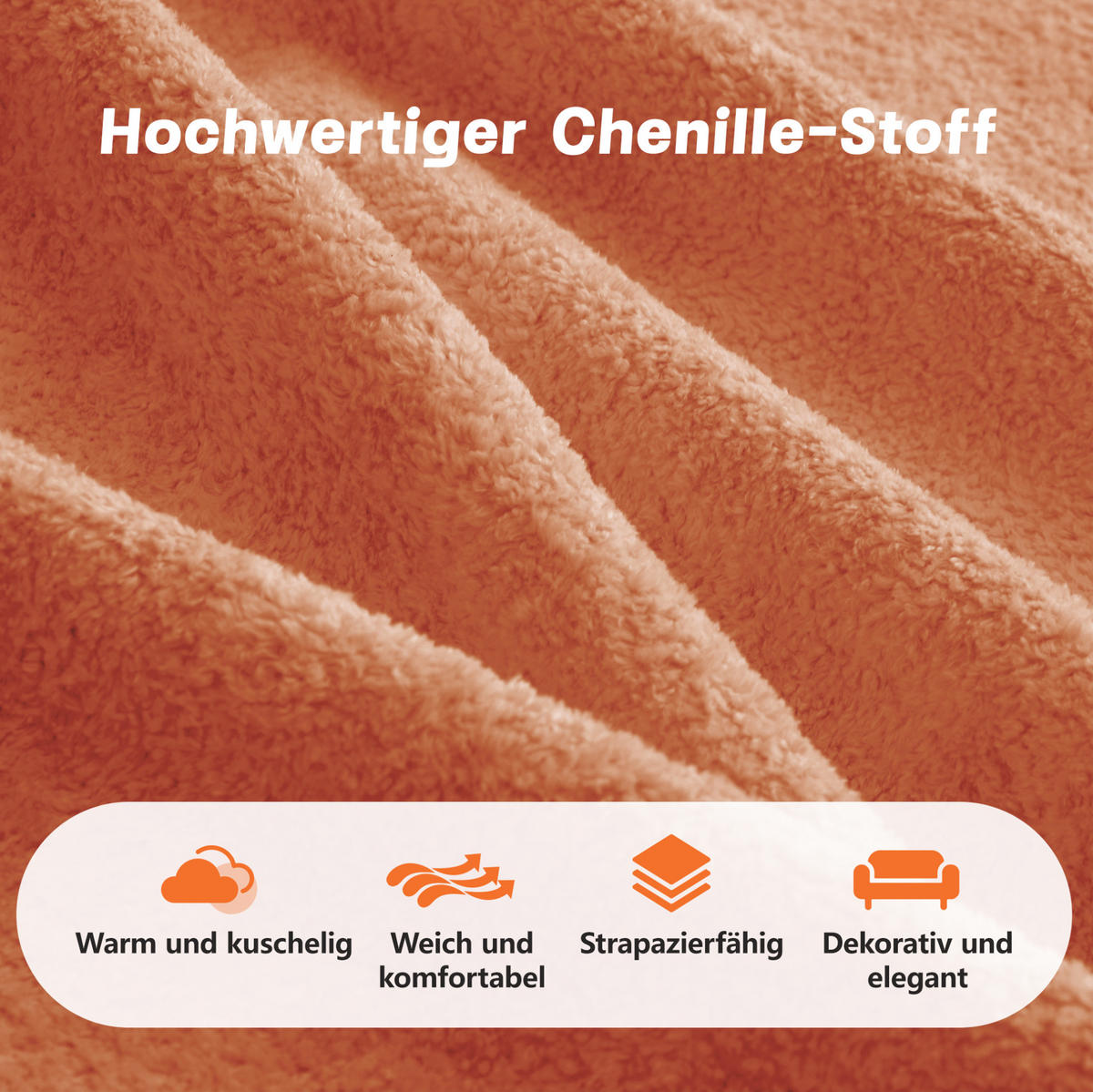 SOFA modular in Wellenform Samt Orange - Orange, Holzwerkstoff (98/70/288cm) - Meubliv