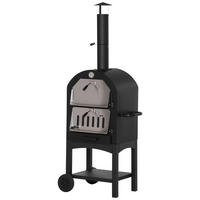 PIZZAOFEN, Kohlenstoffstahl, Schwarz - Schwarz, Metall (54/161/63cm) - Outsunny