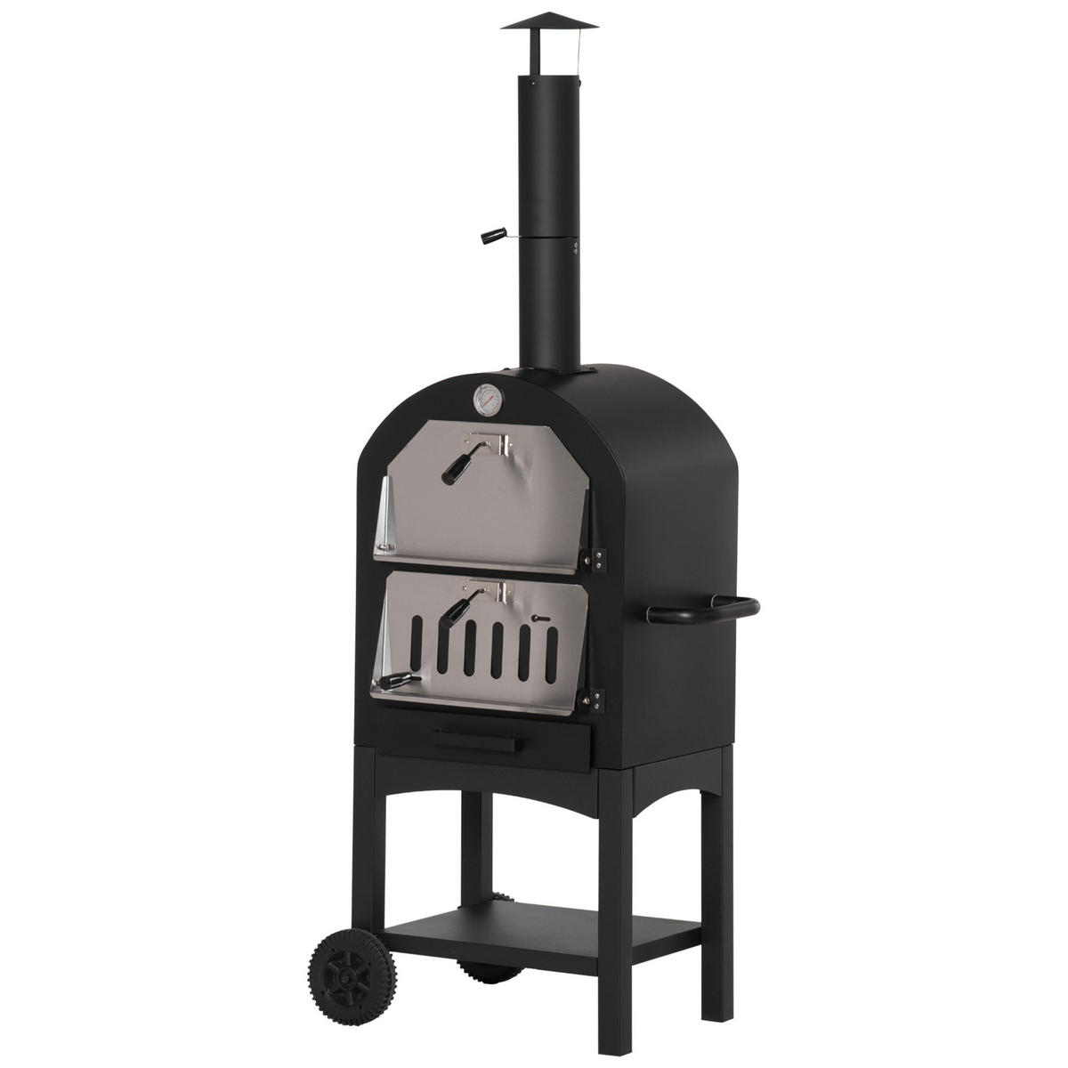 PIZZAOFEN, Kohlenstoffstahl, Schwarz - Schwarz, Metall (54/161/63cm) - Outsunny