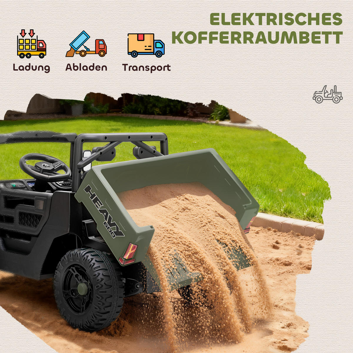 KINDER-ELEKTROAUTO 12V mit Fernbedienung, 2 Motor Grün - Grün, Kunststoff (105/60/60cm) - AIYAPLAY