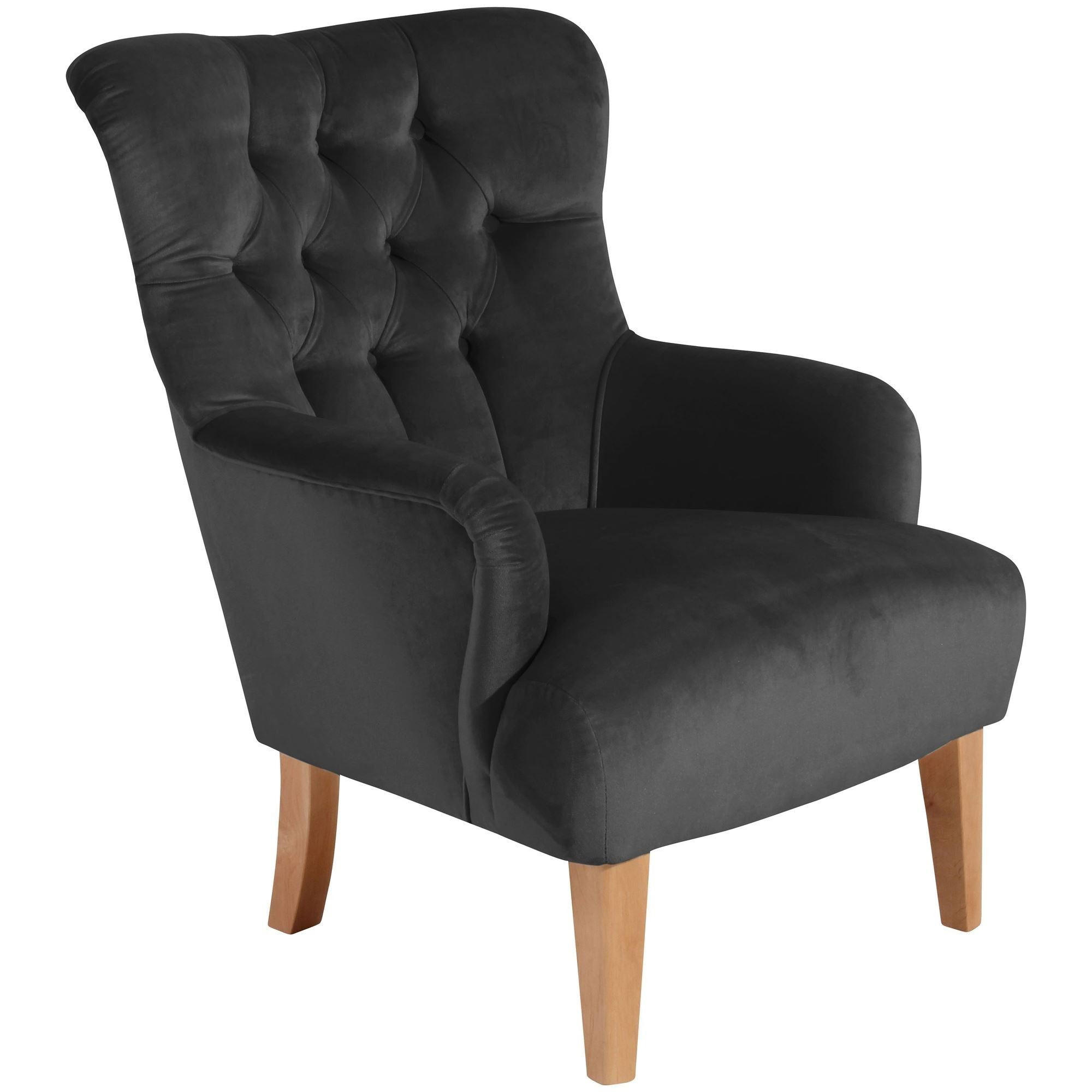 SESSEL Kaiya Bezug Samtvelours Buche natur / anthrazit - Grau, Kunststoff (71/97/82cm) - 58aufmkessel