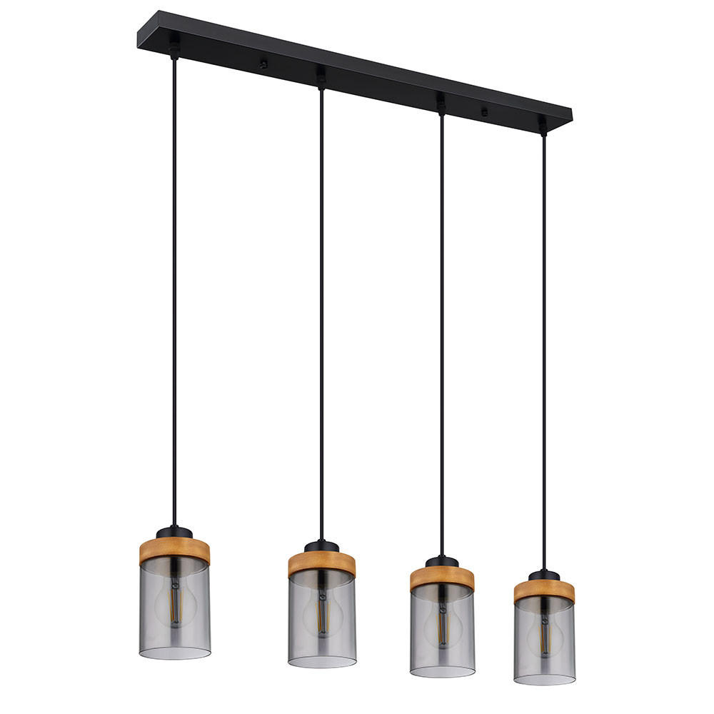 HÄNGELEUCHTE FINCA Metall Grau - Grau, Holz (82/10/150cm) - Globo Lighting