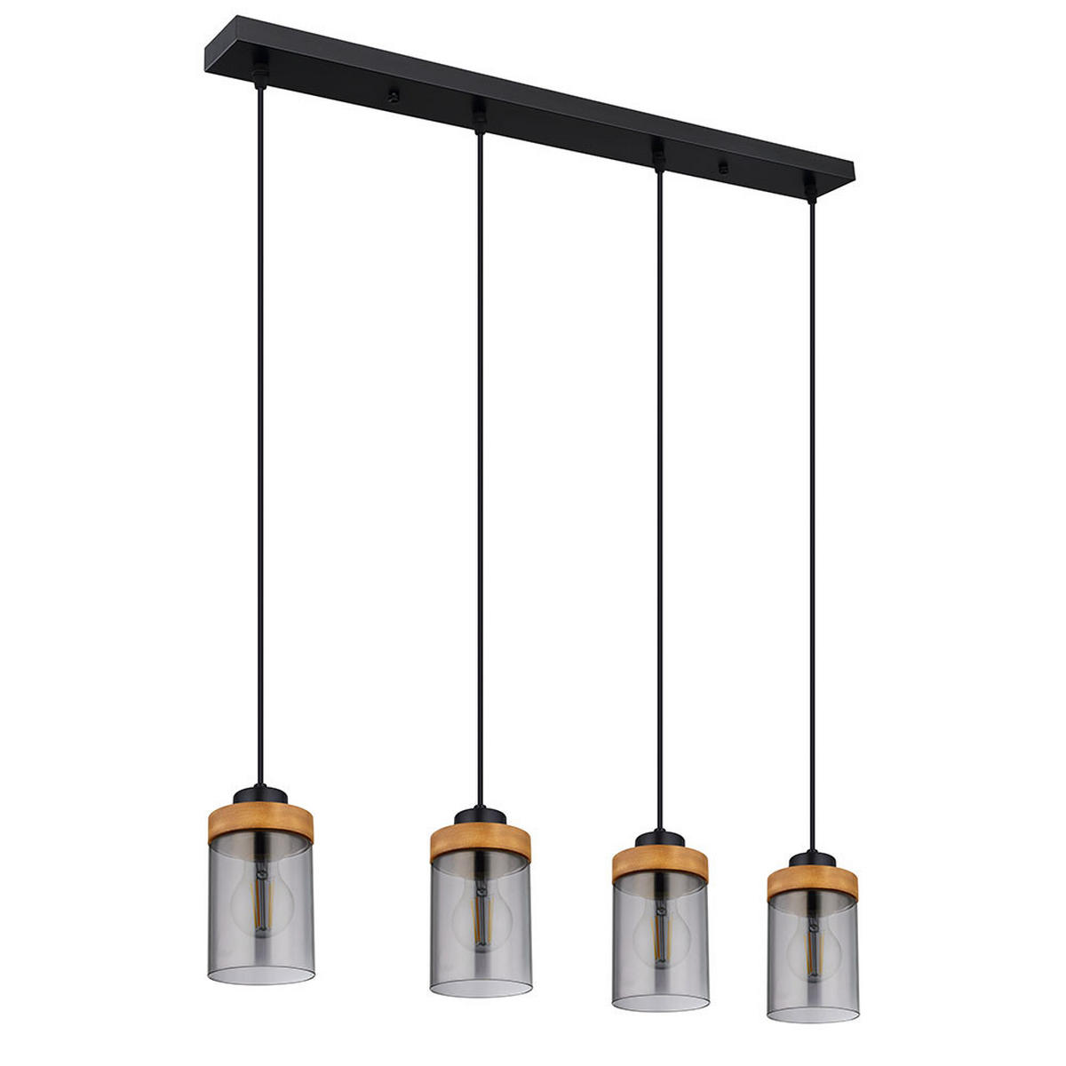 HÄNGELEUCHTE FINCA Metall Grau - Grau, Holz (82/10/150cm) - Globo Lighting