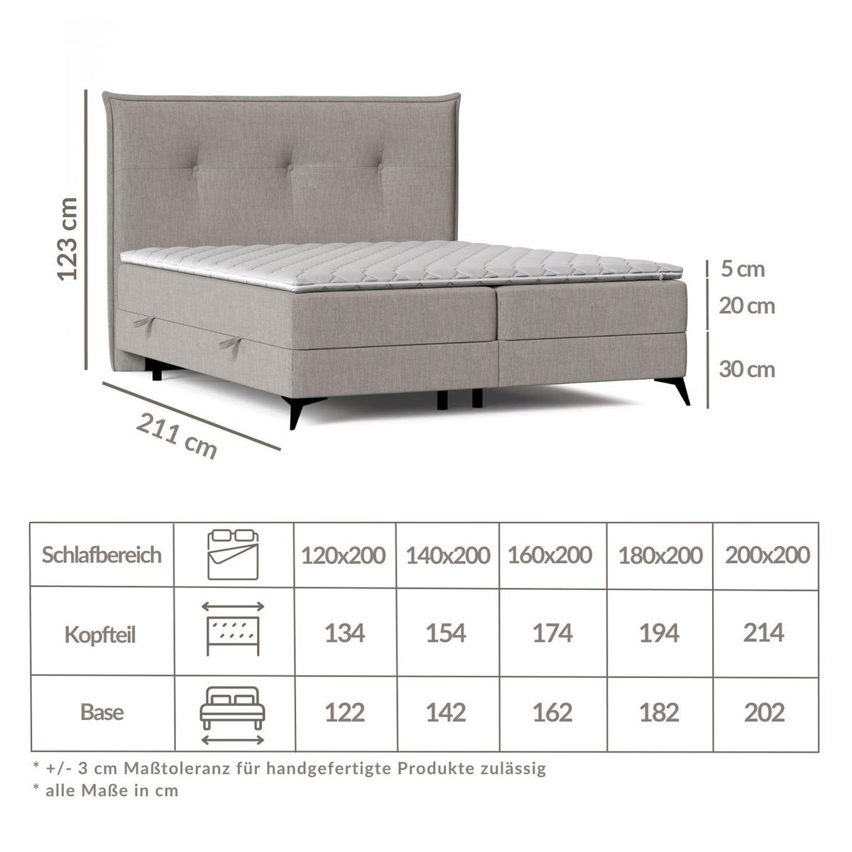 BOXBETT Menzzo Brown 200/200 cm mit Matratze und Topper - Schwarz/Braun, Holz/Holzwerkstoff (160/200cm) - Maison de Reve