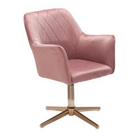 SAMTSESSEL mit Rautensteppung, drehbar auf goldenem Sternfuß, Rosa 55x55x97 cm - Pink/Goldfarben, Textil/Metall (55/97/55cm) - KADIMA DESIGN