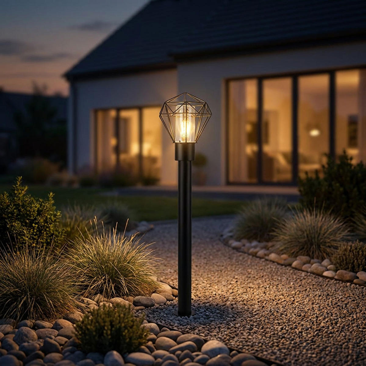 LED WEGELEUCHTE HORACE Edelstahl Schwarz 2er Set - Schwarz, Metall (22.5/25.5/100cm) - Globo Lighting