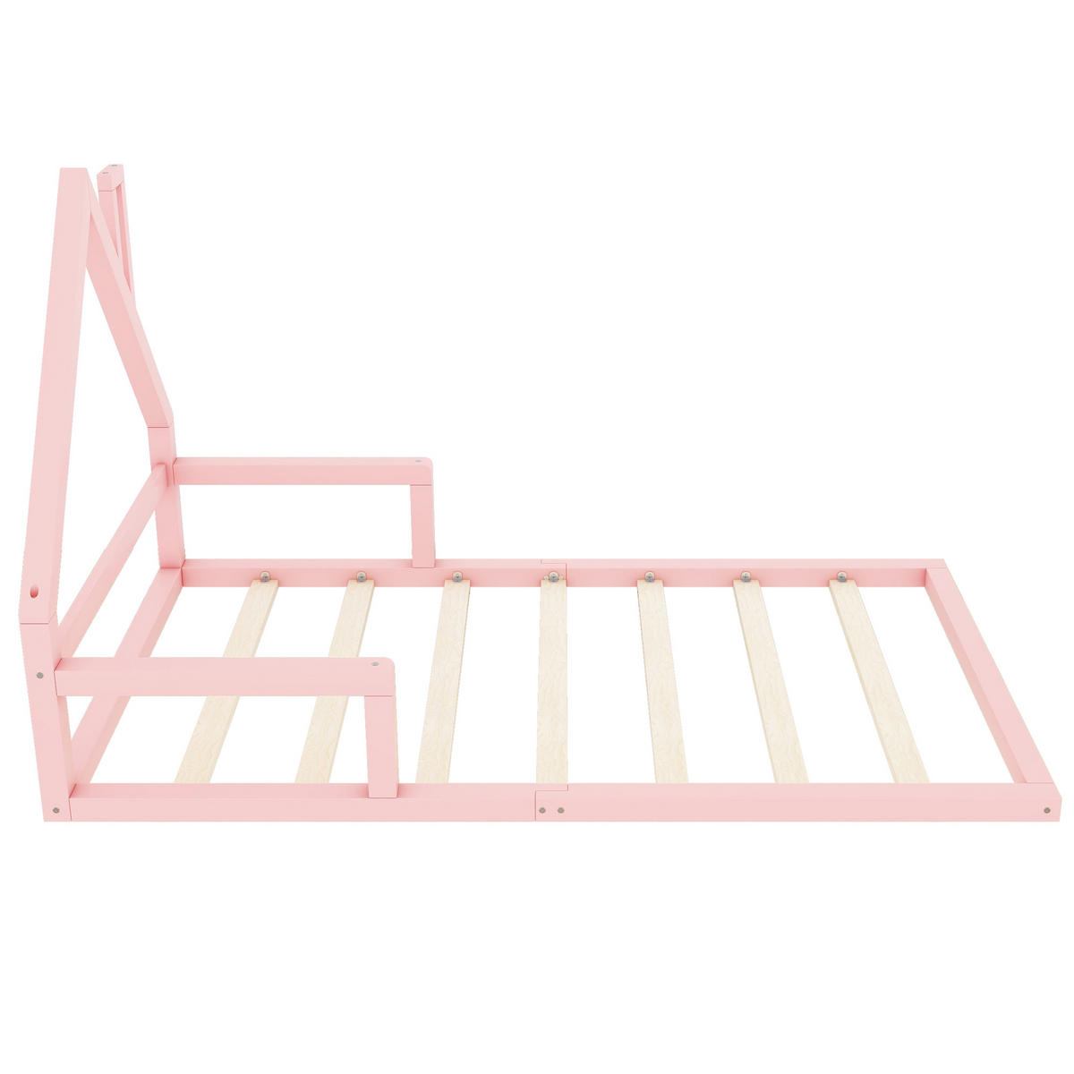 HAUSBETT 90/200 cm Rosa Hausform aus Kiefer massiv - Rosa, Holz (90/200cm) - OKWISH