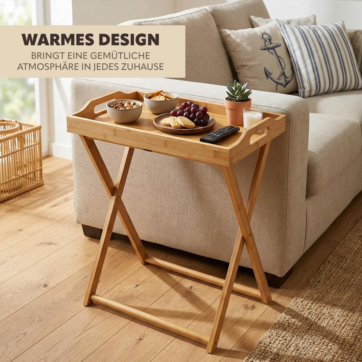 TABLETTTISCH, Bambus - Hellbraun, Holz (55/7/35cm) - bremermann