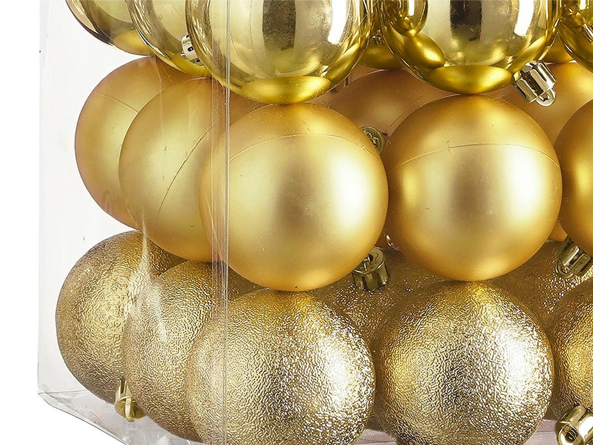 LAALU CHRISTBAUMKUGEL-SET 27 Stück Ornamenten: rund gold mix 6 cm - Goldfarben, Kunststoff (35/35/35cm) - LAALU