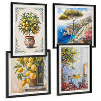 BILDER SET 4er Set - 50x50 cm & 40x60 cm Schwarzer Rahmen - Zitronenbäume in der Sonne - Schwarz, Kunststoff (50/50cm) - TULUP