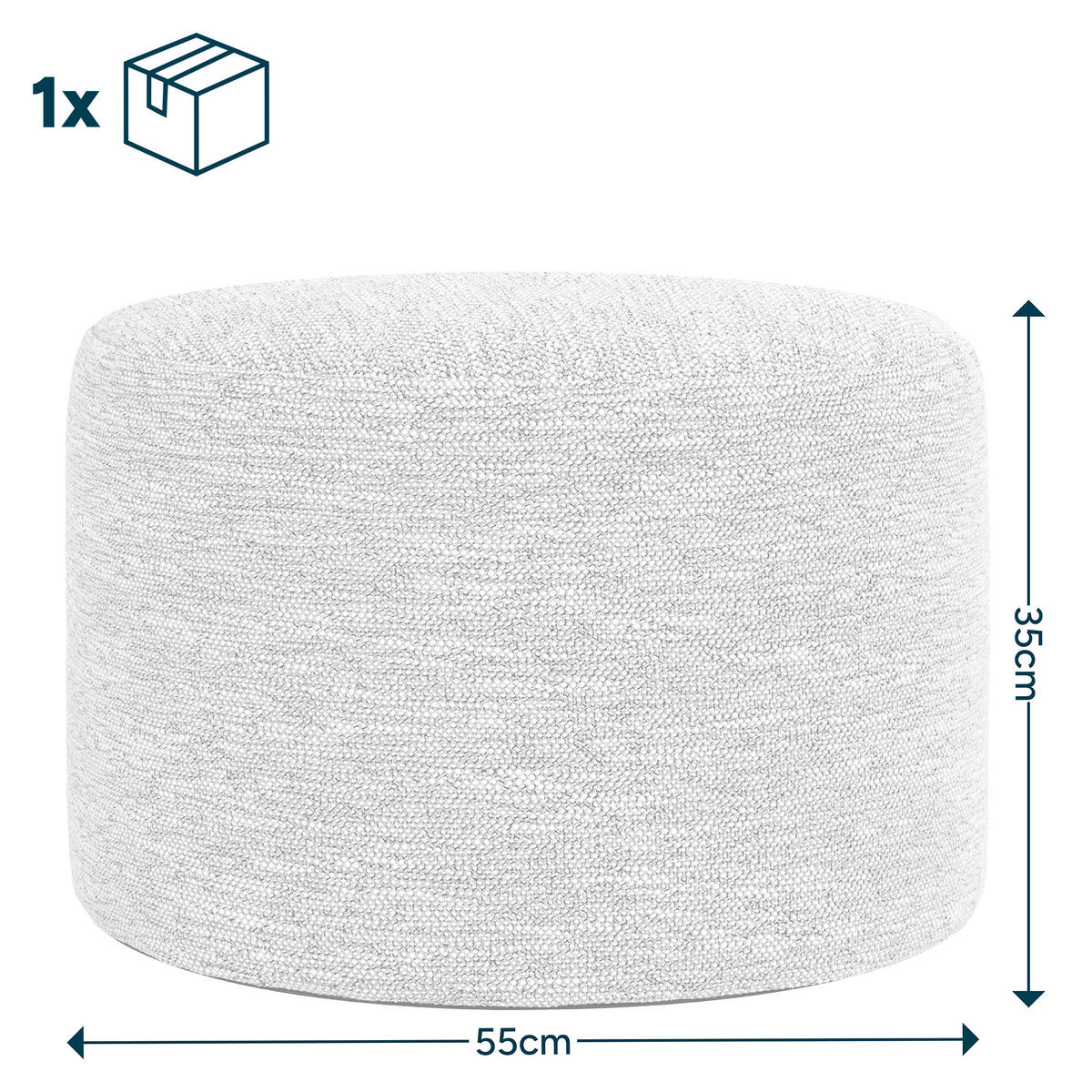 POUF Milano - Beige, Textil (55/35/55cm) - icon